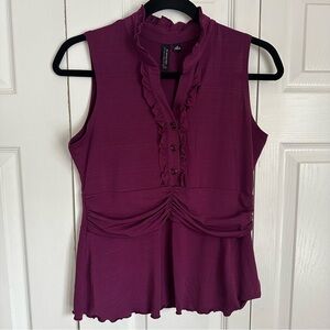 Y2K Clothing Co. by Notations Womens Purple Sleeveless Pleated Ruffle Top Sz M